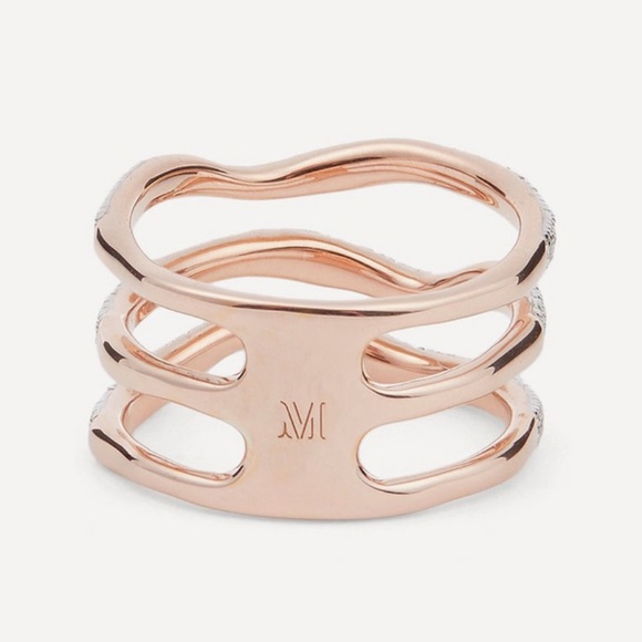 Monica Vinader £250 Rose Gold Vermeil Riva Wave Cross Ring